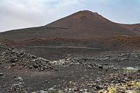 Nýja Hraun  Nach einer beeindruckenden und sehr informativen Stunde verlassen wir das Museum und machen uns erneut auf den Weg zum Eldfell. Wir kommen bis an die Nýja Hraun, die neuen Lavafelder heran – spektakulär! – aber kaum aus dem Auto heraus. Man bräuchte einen festen Stand (und am Besten noch mehr (Frühstücks-)Speck), um sich stabil gegen den Sturm stemmen zu können. Immerhin bietet der Wind eine gute Ausrede, auf einen Aufstieg zum Kraterrand des Eldfell aus Sicherheitsgründen zu verzichten ;-). Wir fahren statt dessen ins nicht so exponierte Herjólfsdalur am entgegengesetzten Ende der Insel.