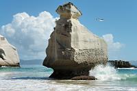 New Zealand Sphinx  Na ja, gut... nicht ganz – aber 'ne Nase hat sie auch nicht ;-)  Sandsteinfelsen am Mare's Leg Cove, Coromandel Peninsula : coromandel peninsula, waikato, hahei, mercury bay, limestone, te whanganui-a-hei, cathedral cove, mare's leg cove